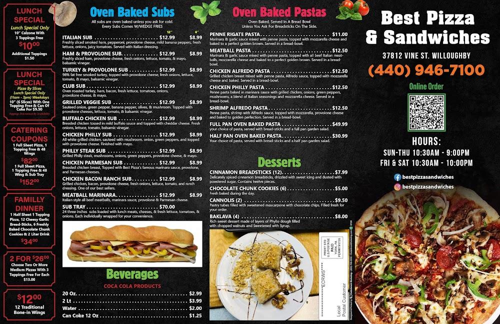 Best Pizza & Sandwiches Menu image 2